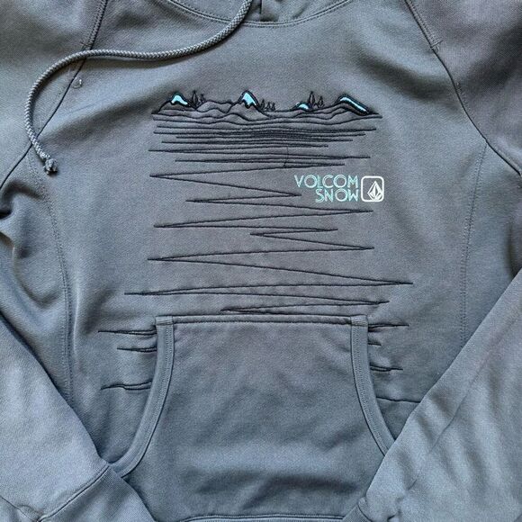 Volcom Women's Graphic Print Drawstring Long Sleeve Pullover Hoodie Gray Large - Picture 2 of 11